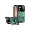 Mey İthalat®  Samsung Galaxy S24 FE Kılıf Joy Lens Standlı Kapak - Koyu Yeşil