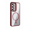 Mey İthalat®  Samsung Galaxy S24 FE Remim Lensli Magsafe Standlı Kapak - Bordo
