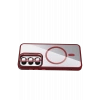 Mey İthalat®  Samsung Galaxy S24 FE Remim Lensli Magsafe Standlı Kapak - Bordo