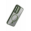 Mey İthalat®  Samsung Galaxy S24 FE Remim Lensli Magsafe Standlı Kapak - Koyu Yeşil
