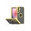 Mey İthalat®  Samsung Galaxy S24 Kılıf Montreal Yüzüklü Silikon Kapak - Sarı