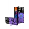 Mey İthalat®  Samsung Galaxy S24 Ultra Kılıf Joy Lens Standlı Kapak - Mor