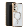 Mey İthalat®  Samsung Galaxy S25 Edge Joke Simli Magneticsafe Kılıf - Gold