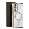 Mey İthalat®  Samsung Galaxy S25 Edge Joke Simli Magneticsafe Kılıf - Gold
