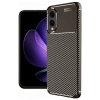 Mey İthalat®  Samsung Galaxy S25 Edge Kılıf Auto Focus Karbon Kapak - Kahverengi