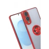 Mey İthalat®  Samsung Galaxy S25 Edge Kılıf Montreal Yüzüklü Silikon Kapak - Kırmızı