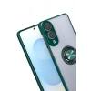 Mey İthalat®  Samsung Galaxy S25 Edge Kılıf Montreal Yüzüklü Silikon Kapak - Yeşil