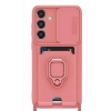 Mey İthalat®  Samsung Galaxy S25 Plus Kılıf Zuma Kartvizitli Yüzüklü Silikon - Pembe