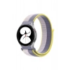 Mey İthalat®  Samsung Galaxy Watch 4 Hasırlı Cırtcırtlı Kordon - Gri-Beyaz