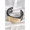 Mey İthalat® Siyah Mermer Desen Akrilik Plastik Gold Oval Plaka Model Vintage Kadın Bilezik