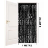Mey İthalat® Siyah Renk Ekstra Metalize Parlak Saçaklı Arka Fon Perde İthal  1x2 Metre