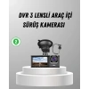 Mey İthalat® Üç Kameralı Araç DVR Full HD Gece Görüşlü ve 2 inç IPS Ekranlı