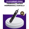 Mey İthalat® USB Yuvalı Anahtarlı Üçlü Priz 2 Metre Kablolu