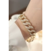 Mey İthalat® Vip Seri Pirinç Ortası Zirkon Taşlı Gold Renk Gurmet Bileklik