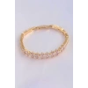 Mey İthalat® Vip Seri Pirinç Pembe Zirkon Taşlı Gold Renk Baget Model Bileklik