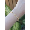 Mey İthalat® Vip Seri Pirinç Zirkon Taşlı Gold Renk Halley Model Bileklik