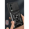 Mey İthalat®  Vivo Y17S Kılıf Pars Lens Yüzüklü Silikon - Kırmızı