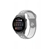 Mey İthalat®  Watch 20mm Spor Delikli Kordon - Gri-Beyaz
