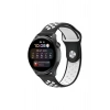 Mey İthalat®  Watch 20mm Spor Delikli Kordon - Siyah-Beyaz