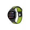 Mey İthalat®  Watch 20mm Spor Delikli Kordon - Siyah-Yeşil