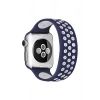 Mey İthalat®   Watch 38mm Ayarlı Delikli Silikon Kordon - Lacivert-Beyaz