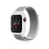 Mey İthalat®   Watch 38mm Hasırlı Cırtcırtlı Kasalı Kordon - Beyaz