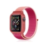 Mey İthalat®   Watch 38mm Hasırlı Cırtcırtlı Kasalı Kordon - Mor