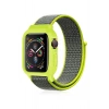Mey İthalat®   Watch 38mm Hasırlı Cırtcırtlı Kasalı Kordon - Yeşil