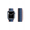 Mey İthalat®   Watch 38mm Hasırlı Cırtcırtlı Kordon - Siyah-Mavi