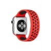 Mey İthalat®   Watch 42mm Ayarlı Delikli Silikon Kordon - Kırmızı-Siyah