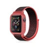 Mey İthalat®   Watch 42mm Hasırlı Cırtcırtlı Kasalı Kordon - Siyah-Pembe
