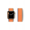 Mey İthalat®   Watch 42mm Hasırlı Cırtcırtlı Kordon - Turuncu