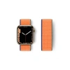 Mey İthalat®   Watch 42mm Hasırlı Cırtcırtlı Kordon - Turuncu