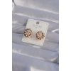 Mey İthalat® XUPİNG Rose Renk Oval Zirkon Taşlı Burgu Model Küpe