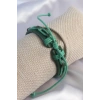 Mey İthalat® Yeşil Renk Deri İpli Erkek Bileklik