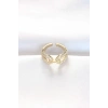 Mey İthalat® Zirkon Taşlı Gold Renk Ayarlanabilir Yüzük