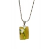 Moldavit Doğal Taşı Zincirli El Yapımı Kolye Uç: 2 cm Zincir: 20 cm Kutulu