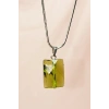 Moldavit Doğal Taşı Zincirli El Yapımı Kolye Uç: 2 cm Zincir: 20 cm Kutulu