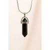 Obsidyen Doğal Taşı Zincirli El Yapımı Tasarımlı Kolye Uç: 3,5 cm Zincir: 20 cm Kutulu