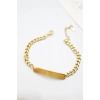 Plaka Zincir Bileklik - Altın