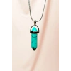 Turkuaz Doğal Taşı Zincirli El Yapımı Tasarımlı Kolye Uç: 3,5 cm Zincir: 20 cm Kutulu