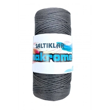 1 Adet Polyester Makrome İpi 420 Koyu Gri 100 gr