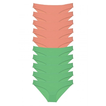 10 adet Eko Set Likralı Kadın Slip Külot Pudra Yeşil