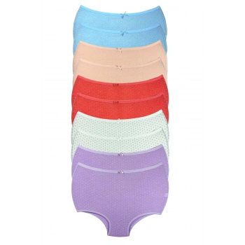 10 Adet Puantiyeli Kadın Toparlayıcı Yüksek Bel Bato Külot