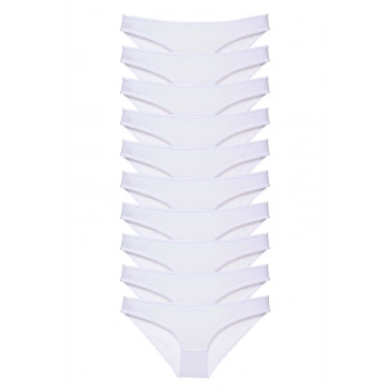 10 adet Süper Eko Set Likralı Kadın Slip Külot Beyaz