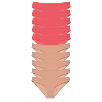 10 adet Süper Eko Set Likralı Kadın Slip Külot Fuşya Ten