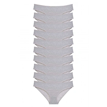 10 adet Süper Eko Set Likralı Kadın Slip Külot Gri