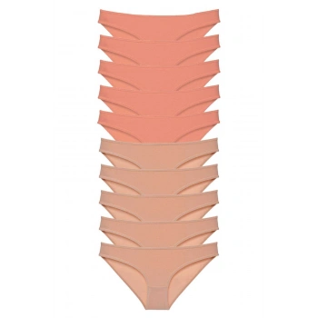 10 adet Süper Eko Set Likralı Kadın Slip Külot Pudra Ten