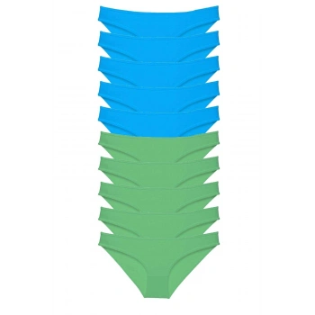 10 adet Süper Eko Set Likralı Kadın Slip Yeşil Mavi