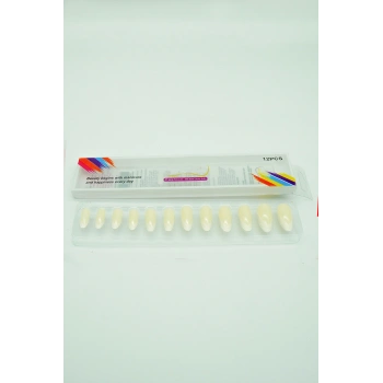 12 Adet Badem Tırnak Tak Ve Çık Kendinden Yapışkanlı Takma Tırnak Krem